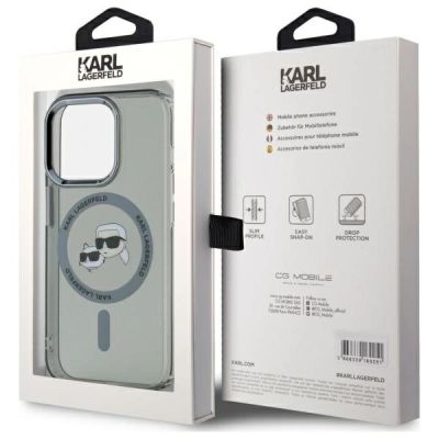 5. Karl Lagerfeld KLHMP15LHLSKCK iPhone 15   Pro 6.1" czarny/black hardcase IML Metal Karl&Choupette Head MagSafe
