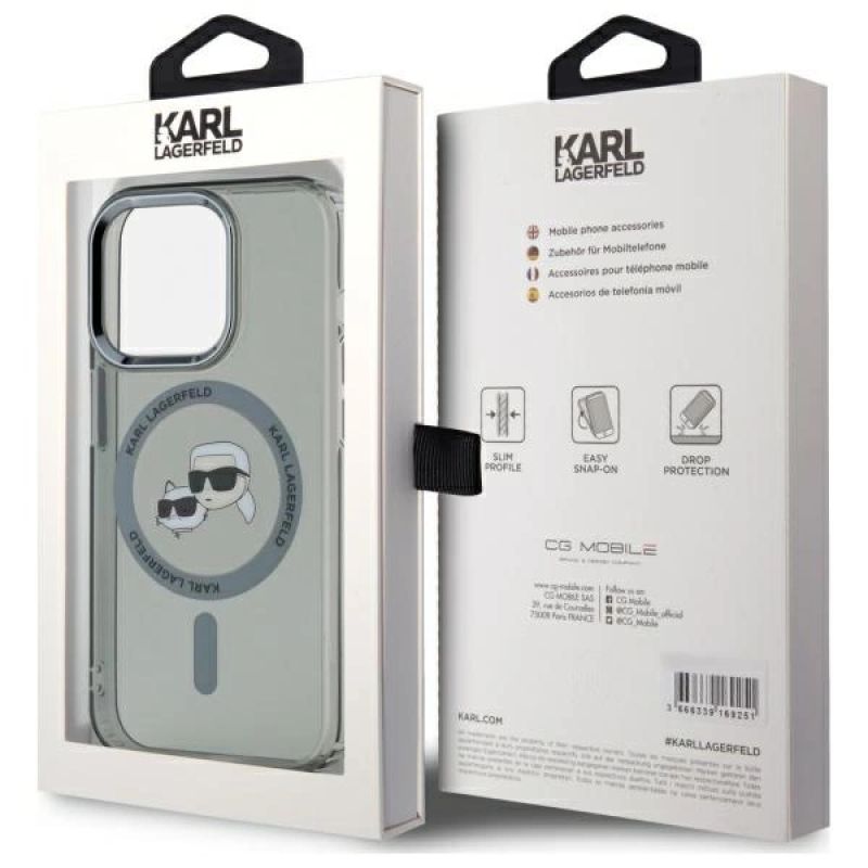 5. Karl Lagerfeld KLHMP15LHLSKCK iPhone 15   Pro 6.1" czarny/black hardcase IML Metal Karl&Choupette Head MagSafe