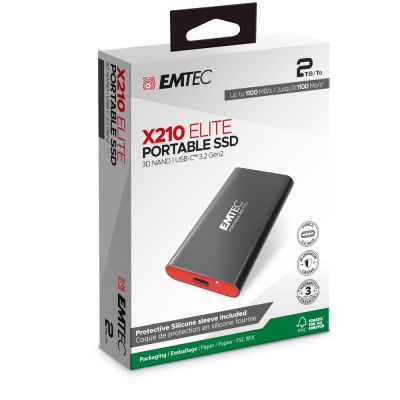 5. Przenośny dysk SSD Emtec 3.2Gen2 x210 o pojemności 2 TB (ECSSD2TX210)