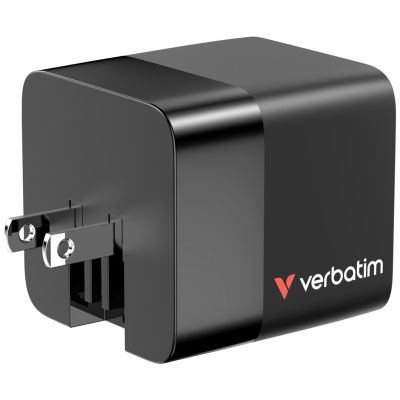 6. ładowarka Verbatim Gan 65W 2xUSB-C PD,1xUSB-A, retrac. Przewód 32217