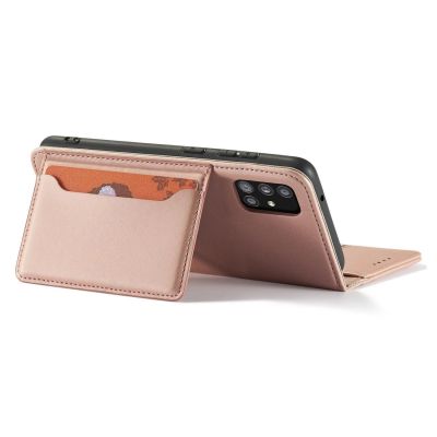 11. Magnet Card Case etui do Samsung Galaxy A12 5G pokrowiec portfel na karty kartę podstawka różowy