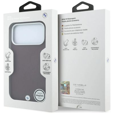 8. Etui BMW Sign Deboss Quilted Metal Logo MagSafe na iPhone 18 Pro / 17 Pro - bordowe
