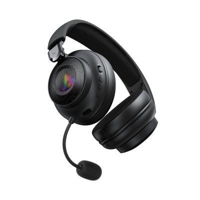 3. Słuchawki gamingowe Acefast H15 bezprzewodowe Bluetooth / 2.4 GHz / AUX z mikrofonem i podświetleniem RGB - czarne