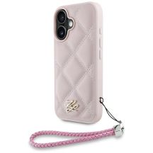 Etui Karl Lagerfeld Quilted Initial Logo & Chain Strap na iPhone 16 - różowe