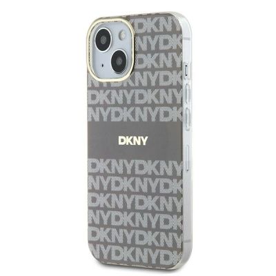 2. Etui DKNY IML Mono & Stripe MagSafe na iPhone 15 / 14 / 13 - beżowe