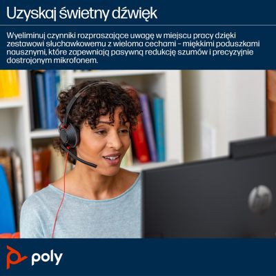 160. Słuchawki Poly Blackwire 5220 Stereo USB-C Headset +3.5mm Plug +USB-C/A Adapter 8X231AA