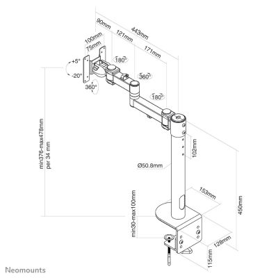 2. Neomounts FPMA-D960BLACKPLUS uchwyt / stojak do monitorów 124,5 cm (49") Biurko Czarny