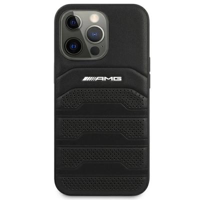 3. Etui AMG Leather Debossed Lines na iPhone 14 Pro Max - czarne