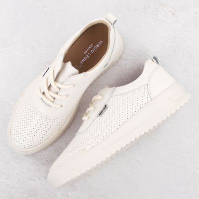 34. Skórzane sneakersy damskie na koturnie czarne Sergio Leone PB236-S