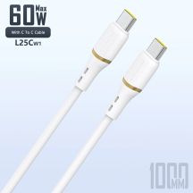 Kabel Dudao L25C USB-C - USB-C silikonowy 60W 1m - biały