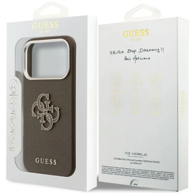 8. Etui Guess FW Resin Logo na iPhone 17 Pro - brązowe