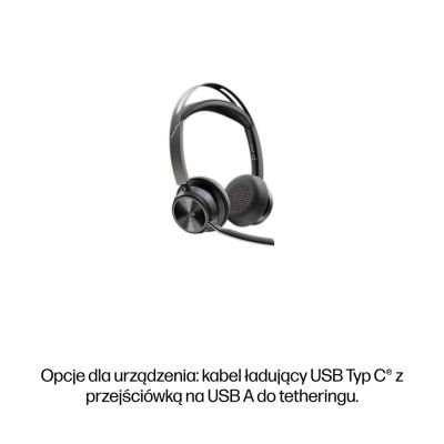 223. Słuchawki Poly Voyager Focus 2-M USB-C-C Headset USB-C/A Adapter Charging Stand No localization Retail Packaging