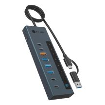 ICY BOX IB-HUB1743-CPD USB 3.2 Gen 2 (3.1 Gen 2) Type-A + Type-C 10000 Mbit/s Niebieski