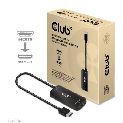 9. CLUB3D CAC-1336 adapter kablowy 1 m HDMI + USB USB Type-C Czarny