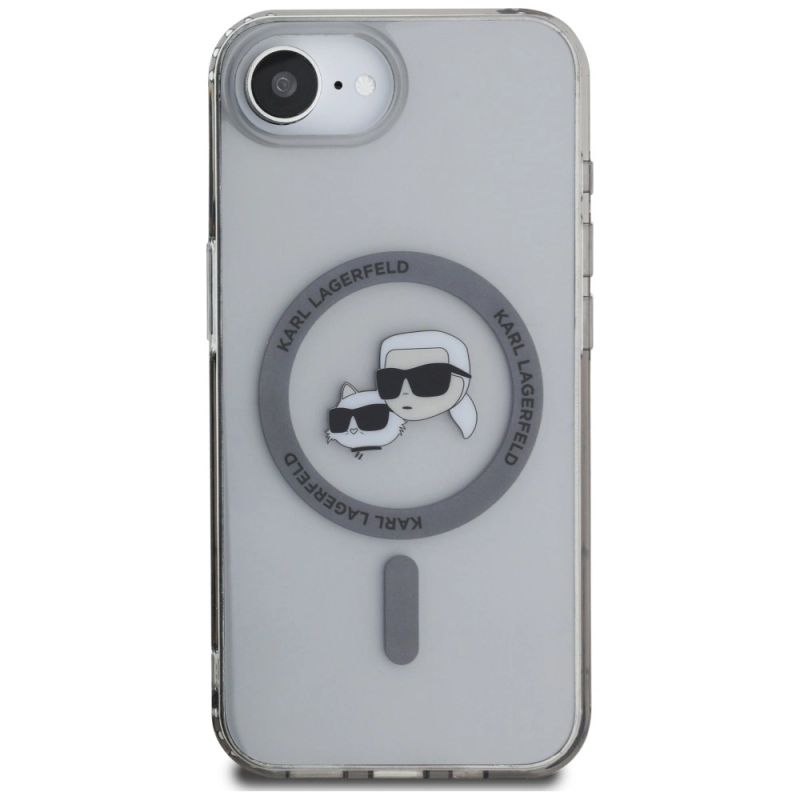 3. Etui Karl Lagerfeld IML Metal Karl & Choupette Heads MagSafe na iPhone 16e - czarne