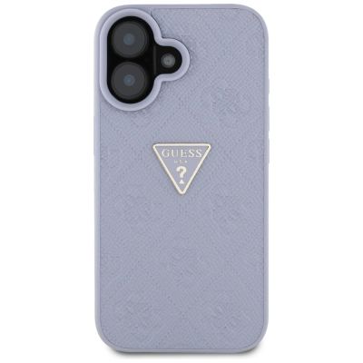 3. Etui Guess Hot Stamp 4G Pattern Triangle Metal Logo na iPhone 16 - fioletowe
