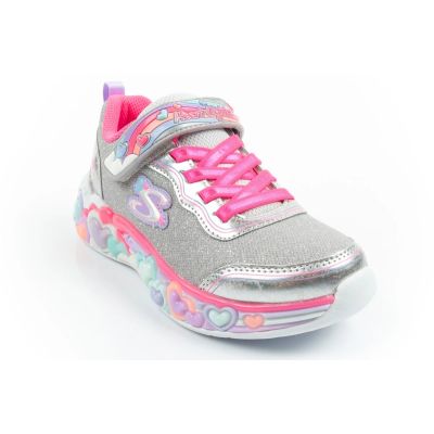 2. Skechers S Lights LED buty sportowe dziecięce dla dziewczynki na rzep szare