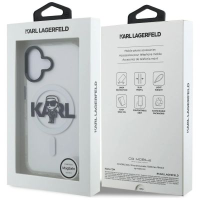 8. Etui Karl Lagerfeld IML Karl Sketch Logo MagSafe na iPhone 16 - przezroczyste