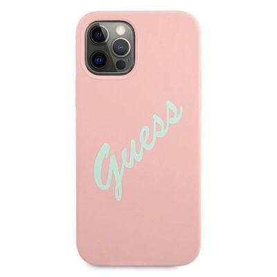 3. Etui Guess Silicone Vintage na iPhone 12 Pro Max - różowo-zielone