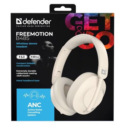 9. DEFENDER SŁUCHAWKI BLUETOOTH FREEMOTION B485 ANC BEŻOWE 63486