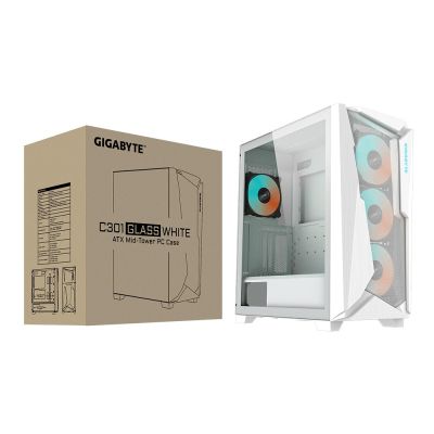 8. Gigabyte case C301 SZKŁO BIAŁE, ATX, Mid Tower, białe