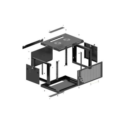 3. LANBERG SZAFA INSTALACYJNA RACK WISZĄCA 19" 4U 600X600 CZARNA DRZWI PERFOROWANE (FLAT PACK)