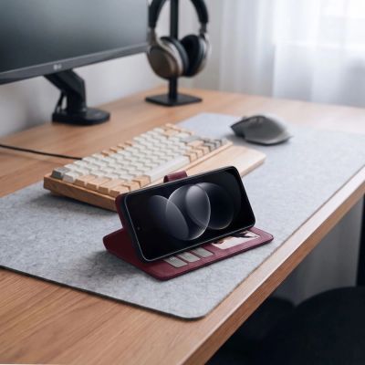 7. Etui Tech-Protect Wallet na Xiaomi Redmi Note 17 Pro Max 5G - burgundowe
