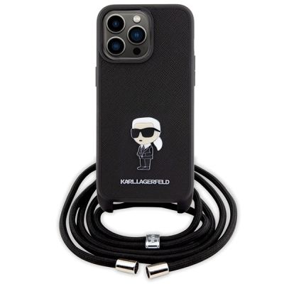 2. Etui Karl Lagerfeld Crossbody Saffiano Monogram Metal Pin Karl & Choupette na iPhone 15 Pro Max - czarne