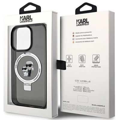 8. Etui Karl Lagerfeld Ring Stand Karl&Choupettte MagSafe do iPhone 13 Pro - czarne