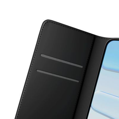 6. Etui Puro Wallet Stand na iPhone 17 Air z ekoskóry, z klapką, portfelem i funkcją podstawki - czarne