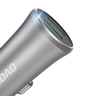 2. Dudao 3,4A inteligentna ładowarka samochodowa 2x USB srebrny (R6S silver)