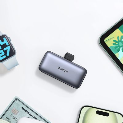 6. Powerbank Ugreen PB503 5000mAh z portem USB-C i zintegrowanym złączem USB-C - szary
