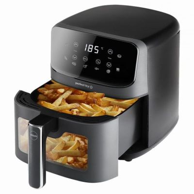 6. ELDOM FRYTKOWNIC BEZTŁUSZCZOWA FR45 FRITELO 1500W REGULACJA TEMP 80-200°C SZKLANE OKNO W POJEMNIKU DOTYKOWY PANEL STERUJĄCY