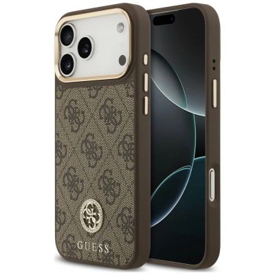 Etui Guess 4G Strass Logo MagSafe na iPhone 18 Pro Max / 17 Pro Max - brązowe
