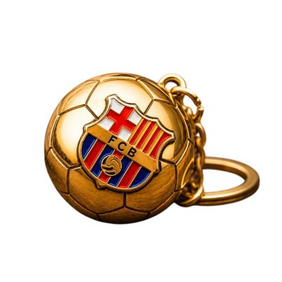 12. FC Barcelona brelok oryginalny na licencji w kształcie złotej piłki z herbem B7081