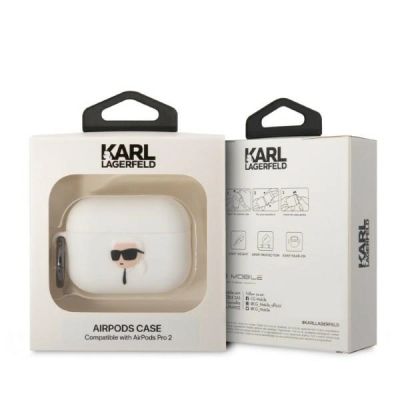 4. Etui Karl Lagerfeld Silicone Karl Head 3D na AirPods Pro 2 - białe