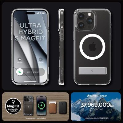 16. Etui Spigen Ultra Hybrid S MagSafe z podstawką do iPhone 15 Pro - przezroczyste