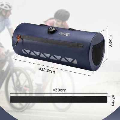 6. Torba rowerowa Rockbros AS-144 ROAD TO SKY na kierownicę wodoodporna 4 l - niebieska