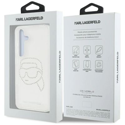 8. Etui Karl Lagerfeld Rhinestones Karl Head Logo Samsung Galaxy S25 przezroczysty
