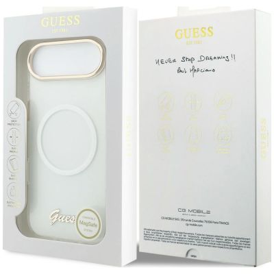 9. Etui Guess IML Gradient Script Metal MagSafe na iPhone Air - białe