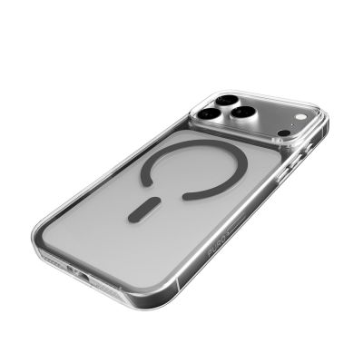 10. Etui Puro Lite Mag TPU+PC kompatybilne z MagSafe na iPhone 17 Pro - przezroczyste z szarym pierścieniem