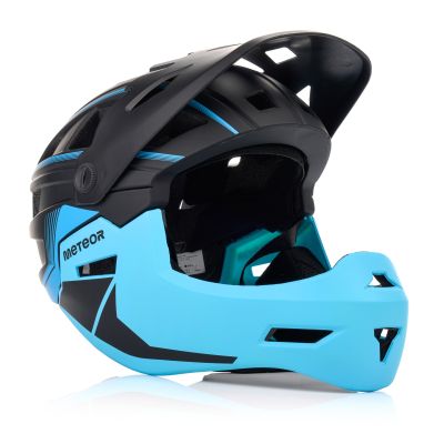 4. Kask rowerowy full-face Meteor Hydra M 55-58 cm czarny/niebieski