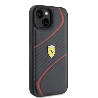 4. Etui Ferrari Twist Metal Logo do iPhone 15 - czarne