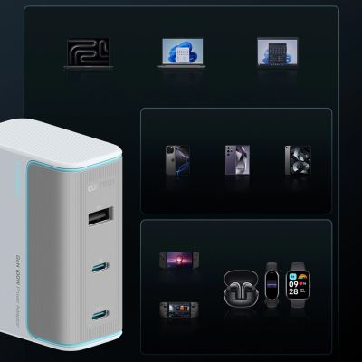 2. Ładowarka sieciowa Cuktech AD1003EU 100W GaN 2x USB-C + USB-A z kablem - biała