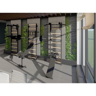 83. DRABINKA GIMNASTYCZNA DRĄŻEK PORĘCZ I ŁAWKA BENCHK 733B