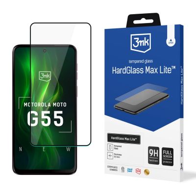 9. Szkło hartowane 3mk HardGlass Max Lite Black na Motorola Moto G55 5G