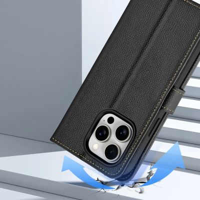 11. Etui skórzane Dux Ducis Lawa na iPhone 15 Pro - czarne