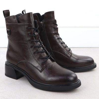 13. Skórzane botki damskie workery brązowe Filippo DBT7369