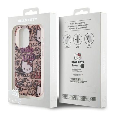 8. Etui Hello Kitty IML Tags Graffiti na iPhone 15 Pro Max - różowe