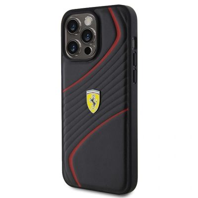 2. Etui Ferrari Twist Metal Logo na iPhone 15 Pro Max - czarne